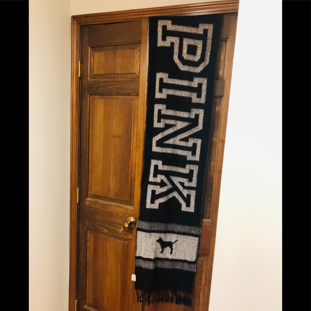 Pink Victoria’s Secret winter scarf gray black